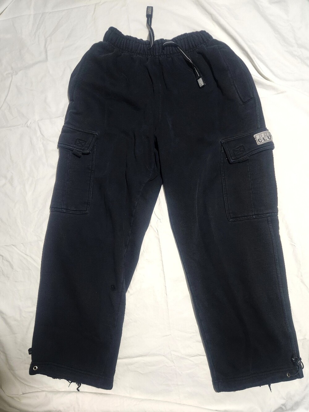 Pro Club Men's Size S Black Heavyweight Fleece Cargo Pants, Drawstring
